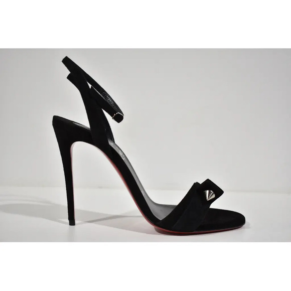 Christian Louboutin Umberta 100 Black Suede Ankle Strap Sandal Heel Pump 41 - Picture 2 of 12
